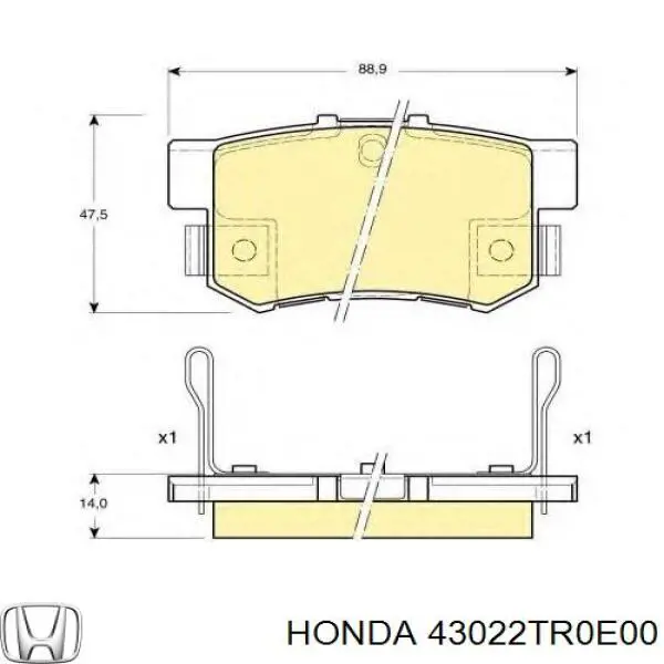 Okładziny (klocki) do hamulców tarczowych tylne Honda 43022TR0E00 cena, od 17,03 USD