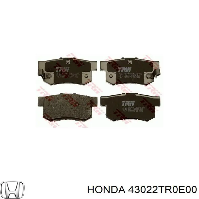 Do koszyka 43022TR0E00 Honda Okładziny (klocki) do hamulców tarczowych tylne