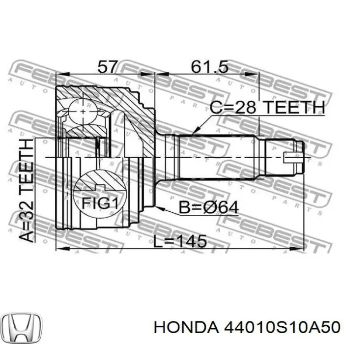 Półoś napędowa przednia prawa Honda 44010S10A50 cena, od 211,75 USD