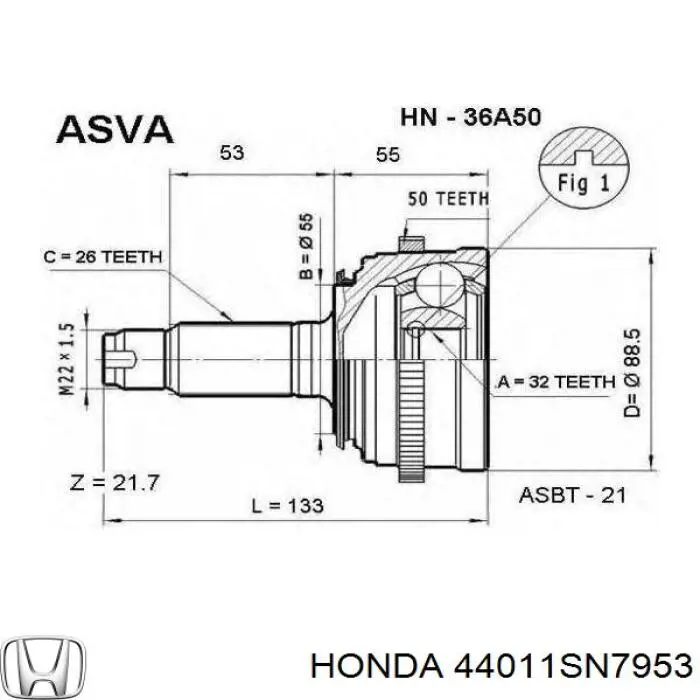 Do koszyka Półoś napędowa przednia lewa Honda Accord V CC7
