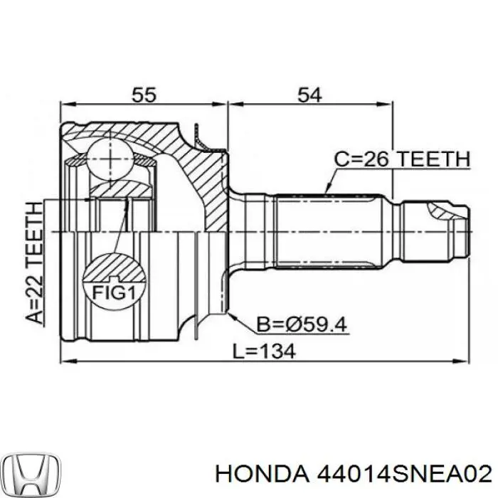 44014TR0A01 Honda Przegub homokinetyczny przedni zewnętrzny