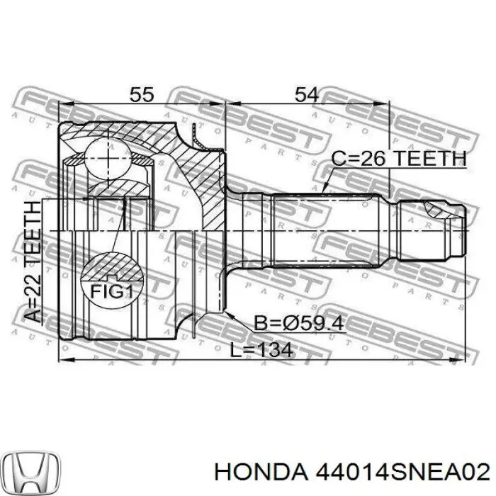 Do koszyka 44014TR0A01 Honda Przegub homokinetyczny przedni zewnętrzny