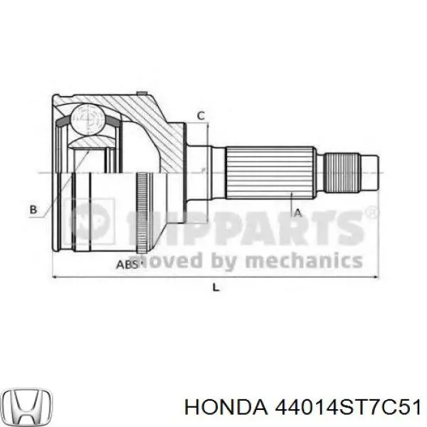 Do koszyka 44014ST7C51 Honda Przegub homokinetyczny przedni zewnętrzny
