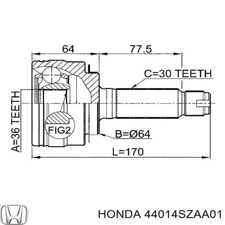 Przegub homokinetyczny przedni zewnętrzny Honda 44014SZAA01 cena, od 59,36 USD