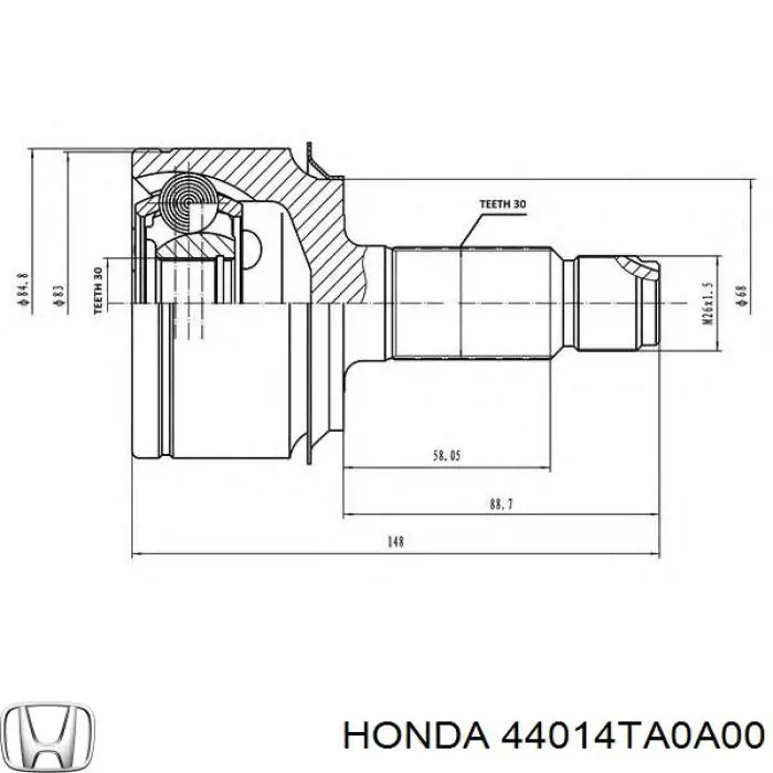 Do koszyka 44014TA0A00 Honda Przegub homokinetyczny przedni zewnętrzny