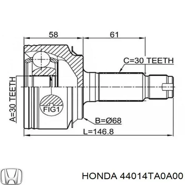 Przegub homokinetyczny przedni zewnętrzny 44014TA0A00 Honda