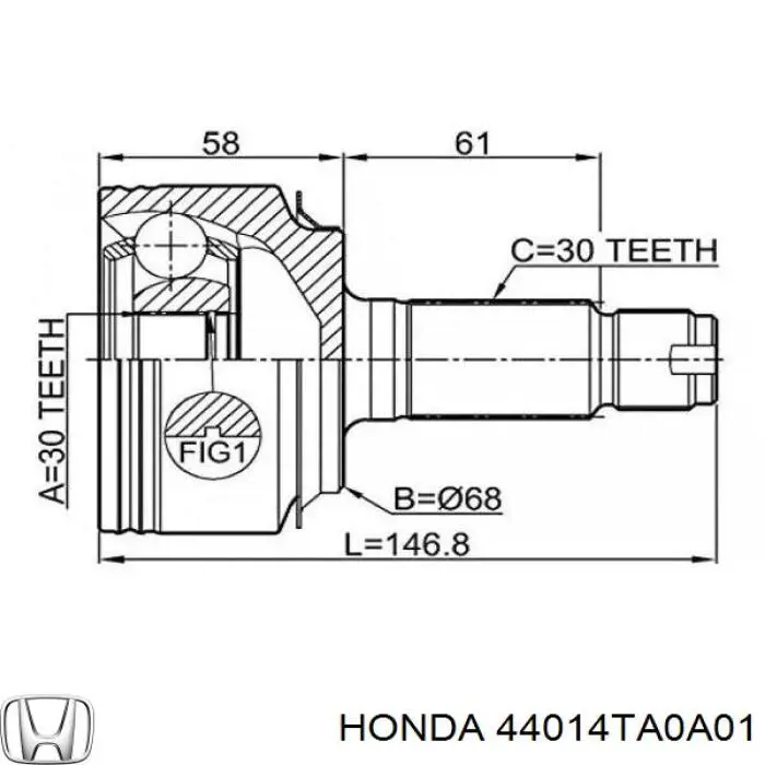 Do koszyka 44014TA0A01 Honda Przegub homokinetyczny przedni zewnętrzny