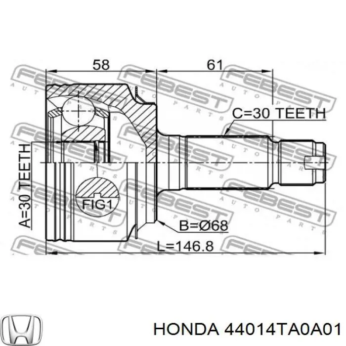 Przegub homokinetyczny przedni zewnętrzny Honda 44014TA0A01 cena, od 35,86 USD