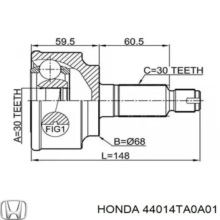 Przegub homokinetyczny przedni zewnętrzny 44014TA0A01 Honda