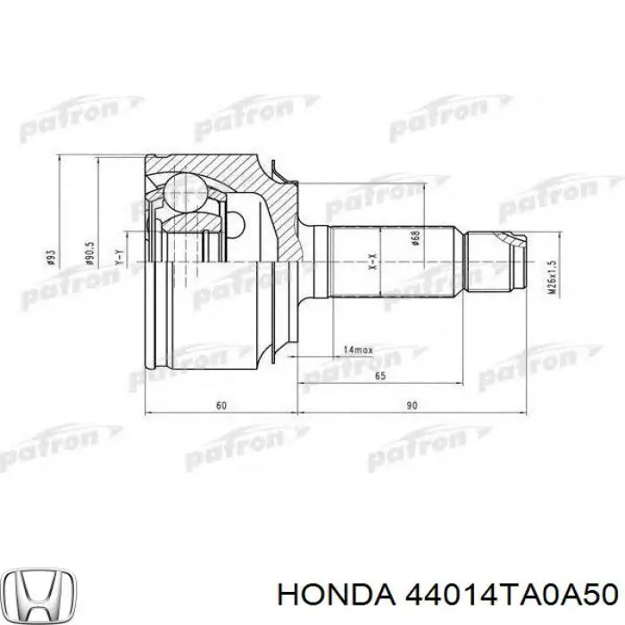 Przegub homokinetyczny przedni zewnętrzny Honda 44014TA0A50 cena, od 46,74 USD