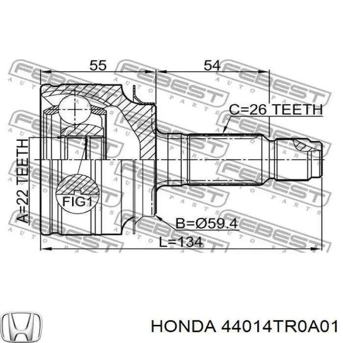 Przegub homokinetyczny przedni zewnętrzny Honda 44014TR0A01 cena, od 42,58 USD