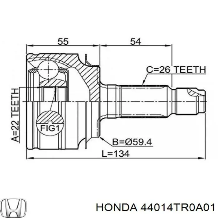 Przegub homokinetyczny przedni zewnętrzny 44014TR0A01 Honda
