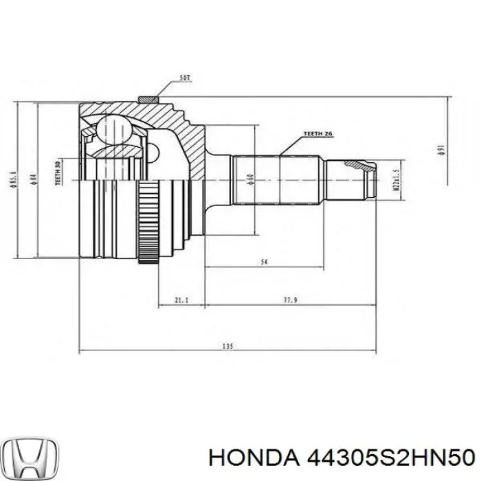 44305S2HN50 Honda Półoś napędowa przednia prawa