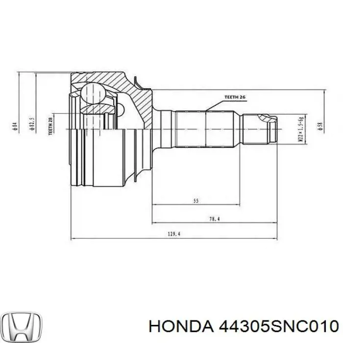 44305SNC010 Honda Półoś napędowa przednia prawa