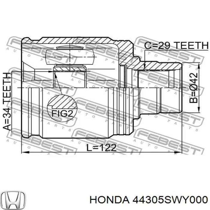 44305SWY000 Honda Półoś napędowa przednia prawa