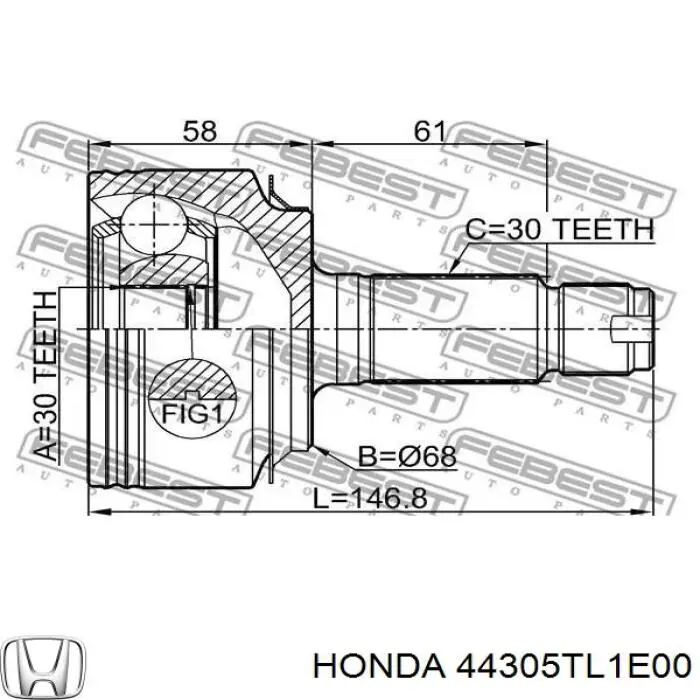 44305TL1E00 Honda Półoś napędowa przednia prawa