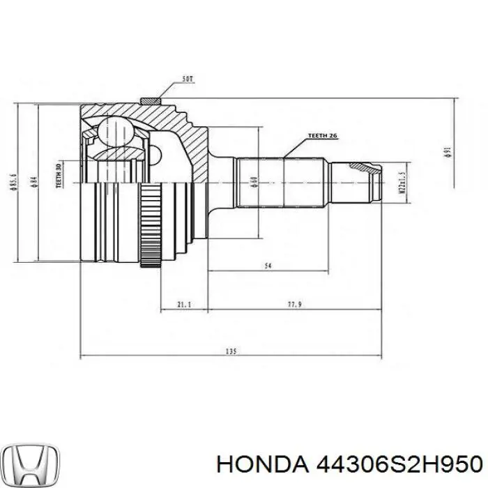 Półoś napędowa przednia lewa Honda 44306S2H950 cena, od 100,45 USD