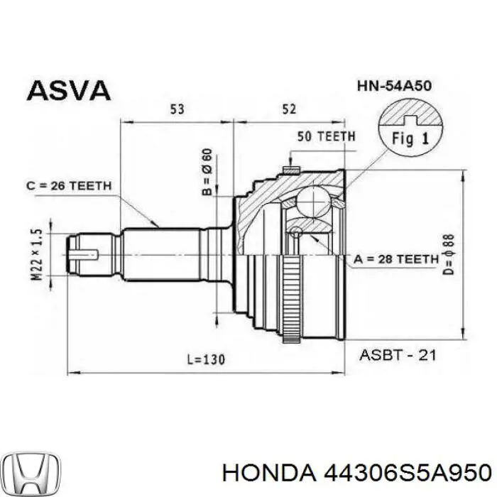 Do koszyka 44306S5A950 Honda Półoś napędowa przednia lewa