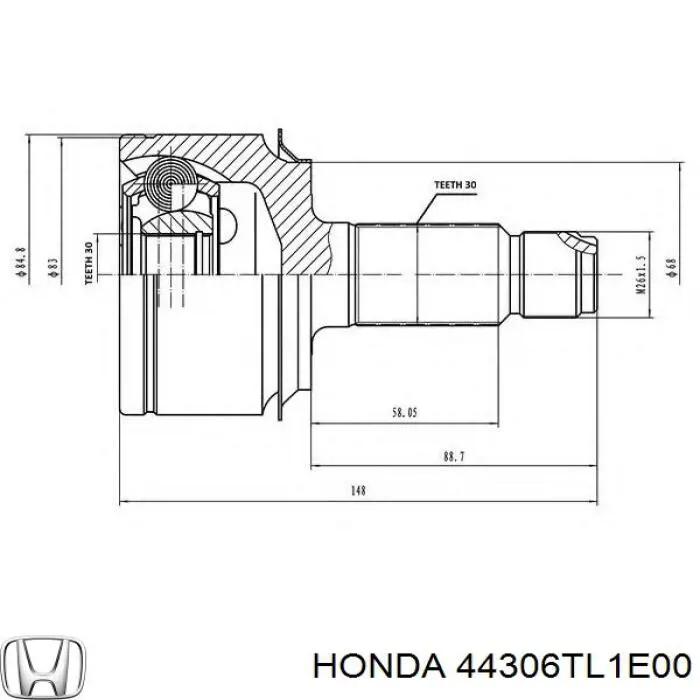 44306TL1E00 Honda Półoś napędowa przednia lewa