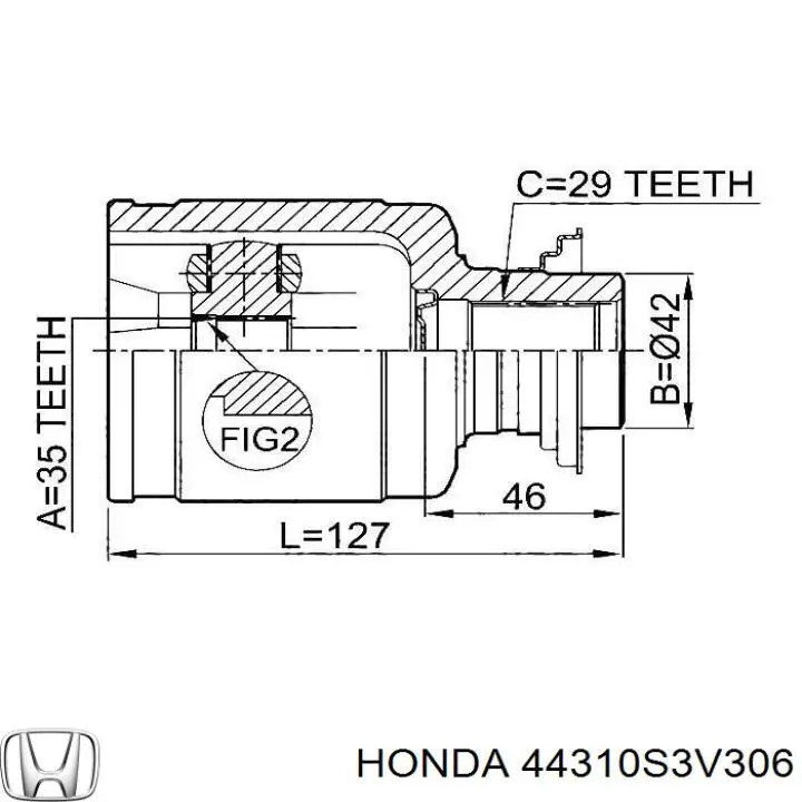 Do koszyka 44310S3V306 Honda Przegub homokinetyczny wewnętrzny przedni prawy