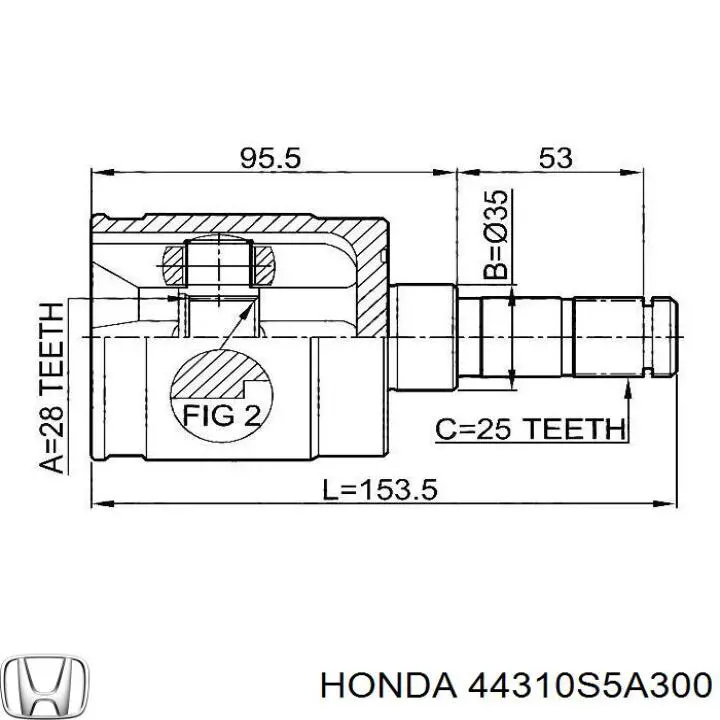 Przegub homokinetyczny wewnętrzny przedni prawy Honda 44310S5A300 cena, od 44,60 USD