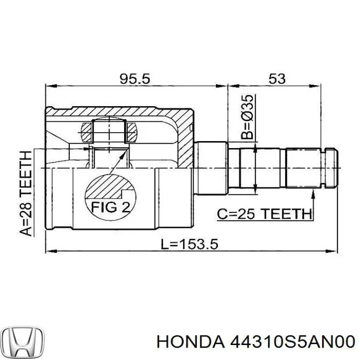 44310S5AN00 Honda Przegub homokinetyczny wewnętrzny przedni lewy