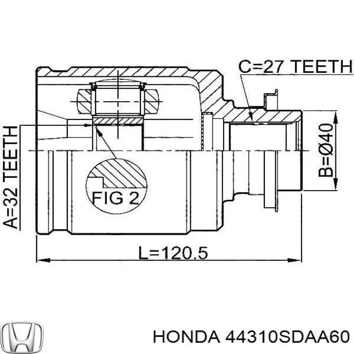 Przegub homokinetyczny wewnętrzny przedni prawy Honda 44310SDAA60 cena, od 37,15 USD