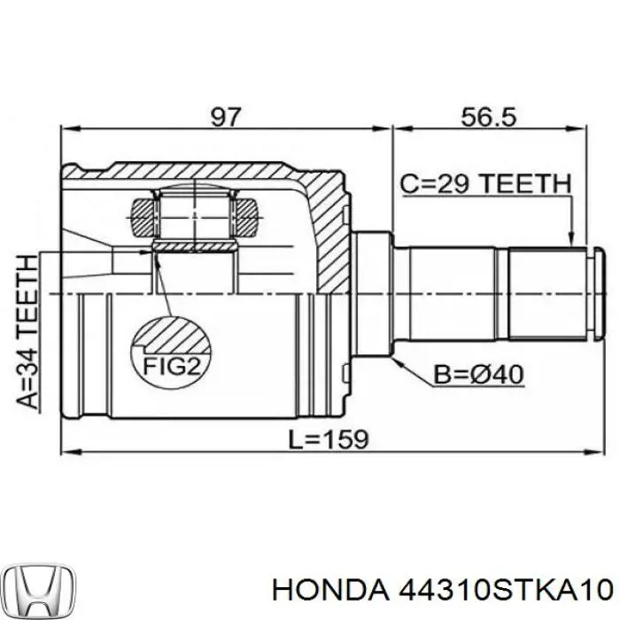 Przegub homokinetyczny wewnętrzny przedni lewy Honda 44310STKA10 cena, od 42,89 USD