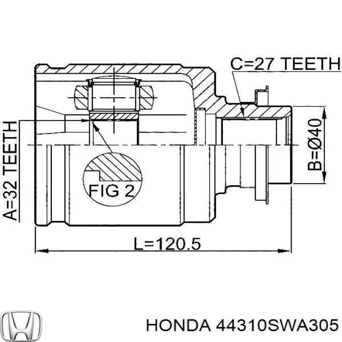 Przegub homokinetyczny wewnętrzny przedni prawy Honda 44310SWA305 cena, od 112,93 USD