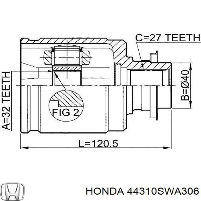 Przegub homokinetyczny wewnętrzny przedni prawy Honda 44310SWA306 cena, od 112,93 USD