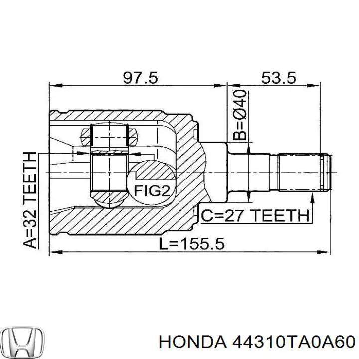 Do koszyka 44310TA0A60 Honda Przegub homokinetyczny wewnętrzny przedni lewy