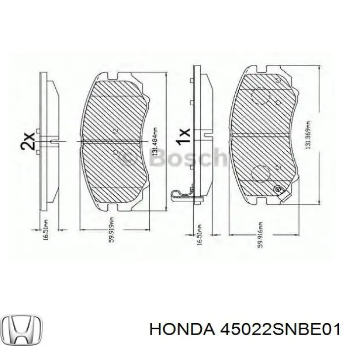 Do koszyka 45022SNBE01 Honda Klocki hamulcowe przednie tarczowe