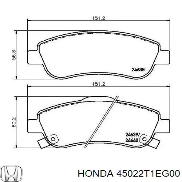 Klocki hamulcowe przednie tarczowe Honda 45022T1EG00 cena, od 21,99 USD