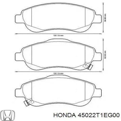 Do koszyka 45022T1EG00 Honda Klocki hamulcowe przednie tarczowe