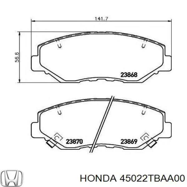 Klocki hamulcowe przednie tarczowe Honda 45022TBAA00 cena, od 26,01 USD