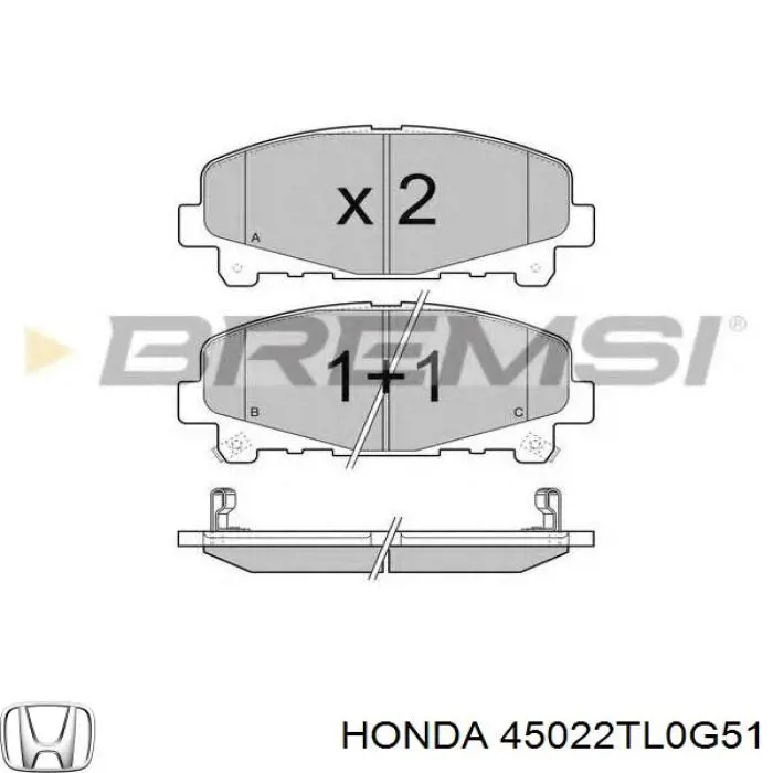 Do koszyka 45022TL0G51 Honda Klocki hamulcowe przednie tarczowe