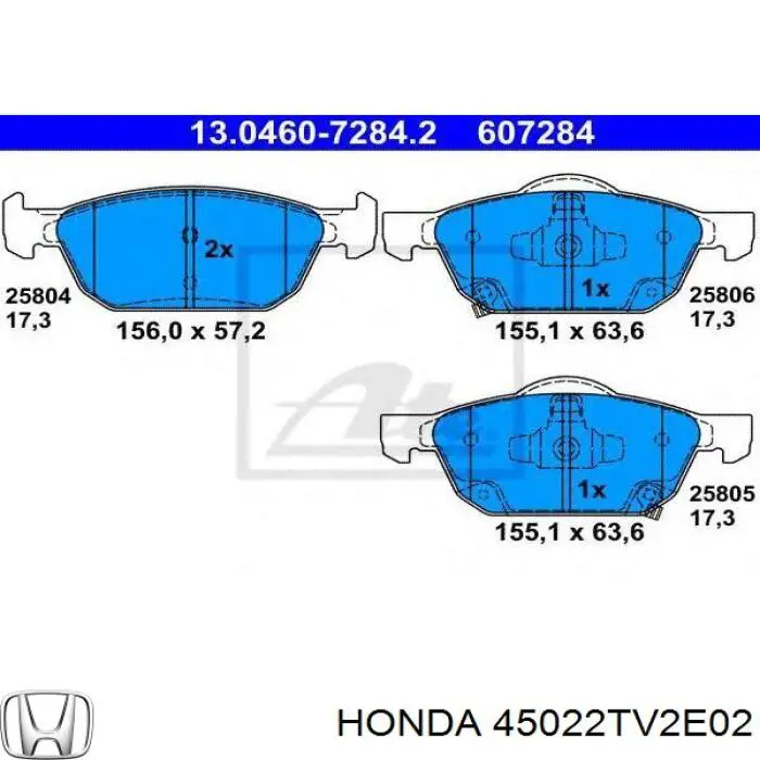 Do koszyka 45022TV2E02 Honda Klocki hamulcowe przednie tarczowe