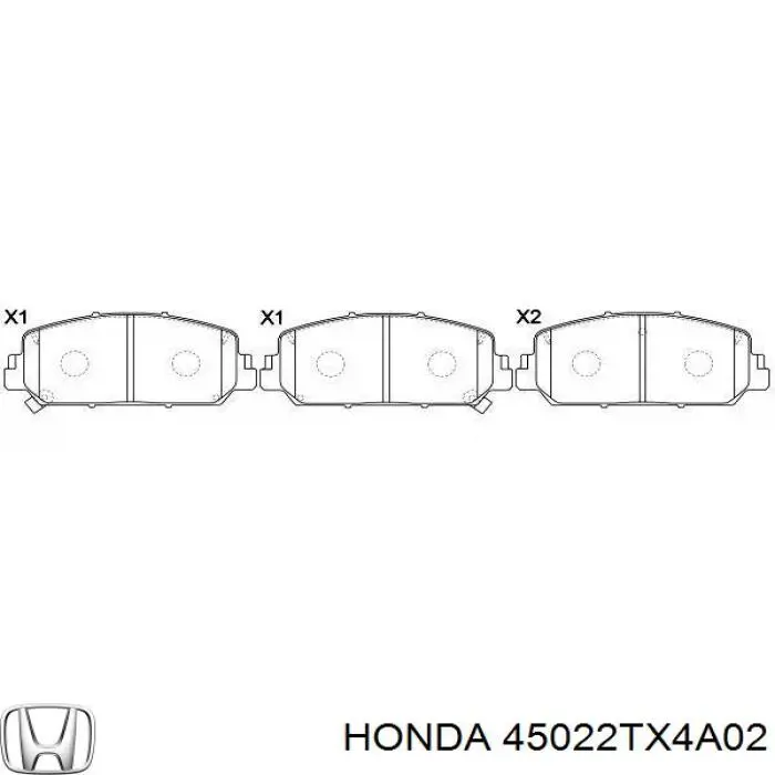 Klocki hamulcowe przednie tarczowe 45022TX4A02 Honda