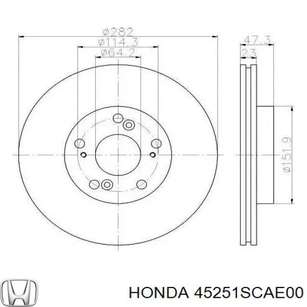 45251SCAE00 Honda Tarcza hamulcowa przednia