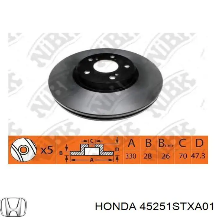 45251STXA01 Honda Tarcza hamulcowa przednia