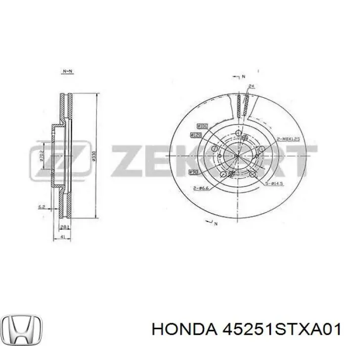 Do koszyka 45251STXA01 Honda Tarcza hamulcowa przednia
