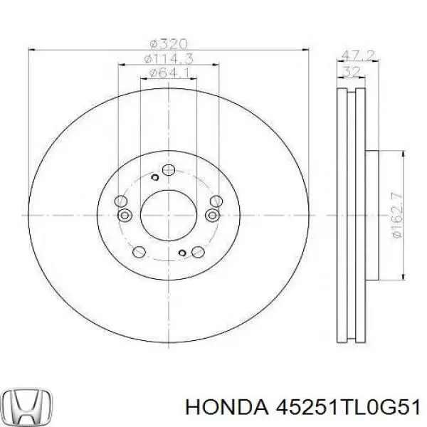 45251TL0G51 Honda Tarcza hamulcowa przednia