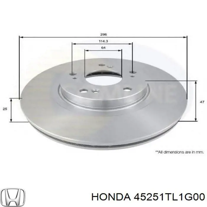 Tarcza hamulcowa przednia Honda 45251TL1G00 cena, od 53,95 USD