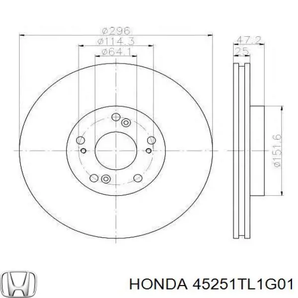 45251TL1G01 Honda Tarcza hamulcowa przednia