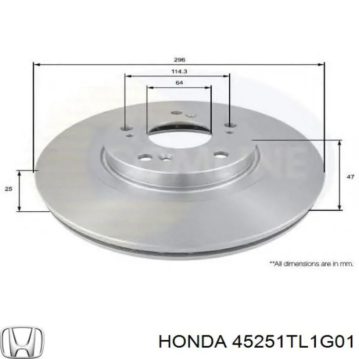 Tarcza hamulcowa przednia Honda 45251TL1G01 cena, od 58,94 USD