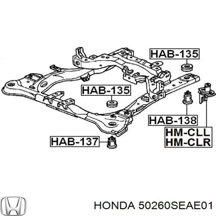 Tuleja (poduszka) przedniej belki Honda 50260SEAE01 cena, od  
