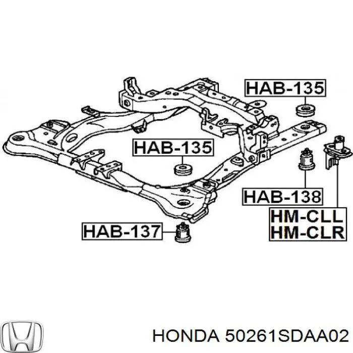 Tuleja (poduszka) przedniej belki Honda 50261SDAA02 cena, od 14,41 USD