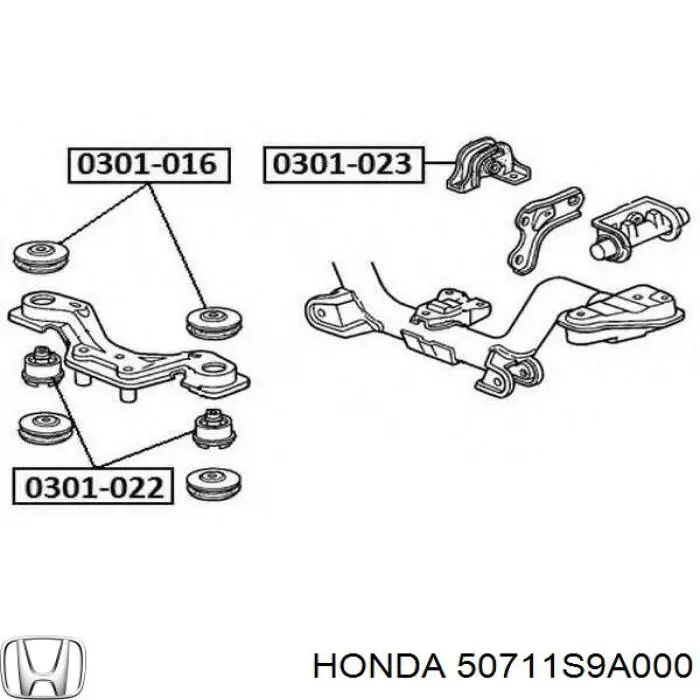 Silentblock trawersu do mocowania tylnego reduktora przedni Honda 50711S9A000 cena, od 15,04 USD