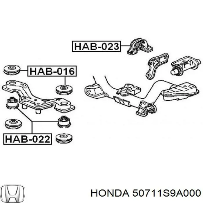 Do koszyka 50711S9A000 Honda Silentblock trawersu do mocowania tylnego reduktora przedni