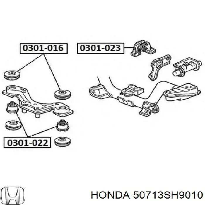 Silentblock trawersu do mocowania tylnego reduktora przedni górny Honda 50713SH9010 cena, od 11,30 USD